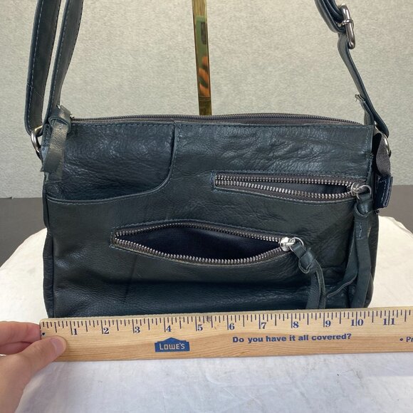 Great American 100% LeatherExterior  Black Crossbody Purse Shoulder Bag - Picture 4 of 15